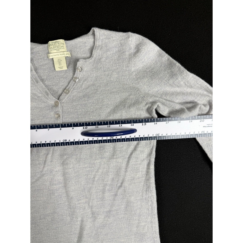 Telluride Clothing Co Womens Grey 100% Extra Fine Merino Wool Henley Top L - Picture 4 of 9